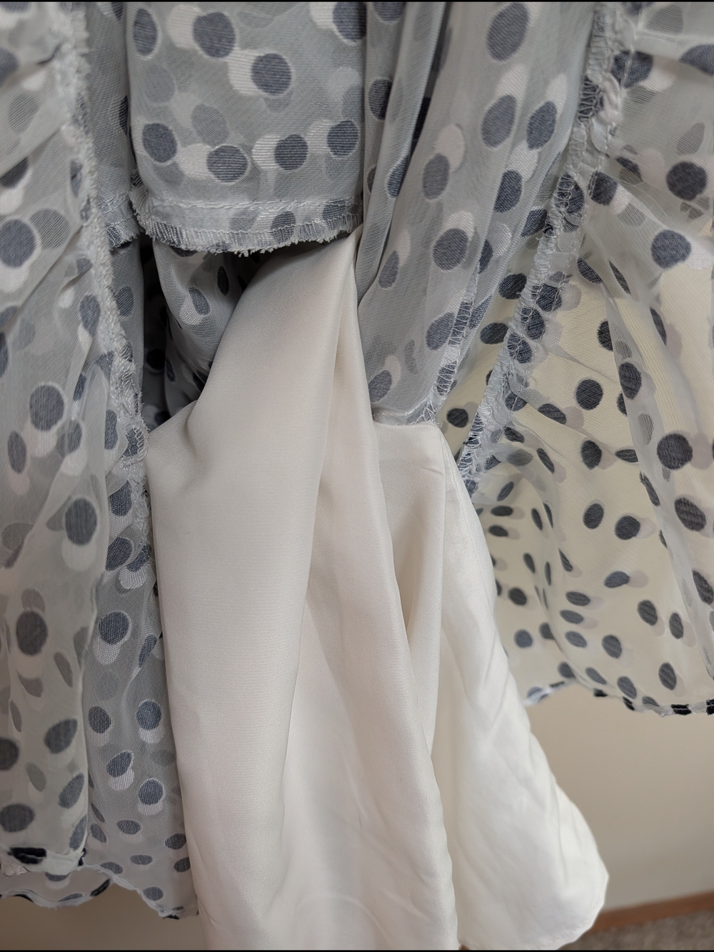 Lauren Ralph Lauren 14 Polka Dot Ruffle Dress White Black Sleeveless Lined - Picture 5 of 6